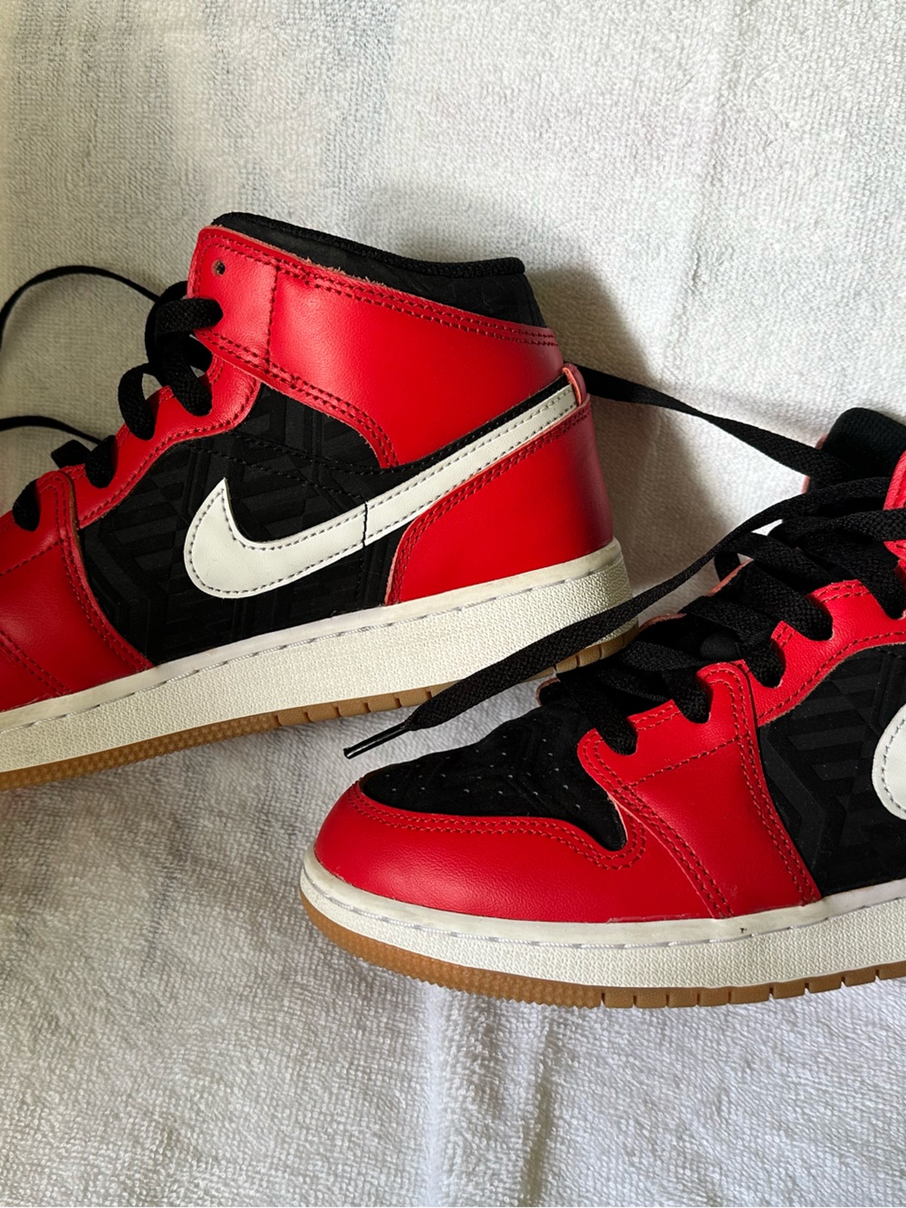 Nike Kids Red, Black & White High-Top Sneakers